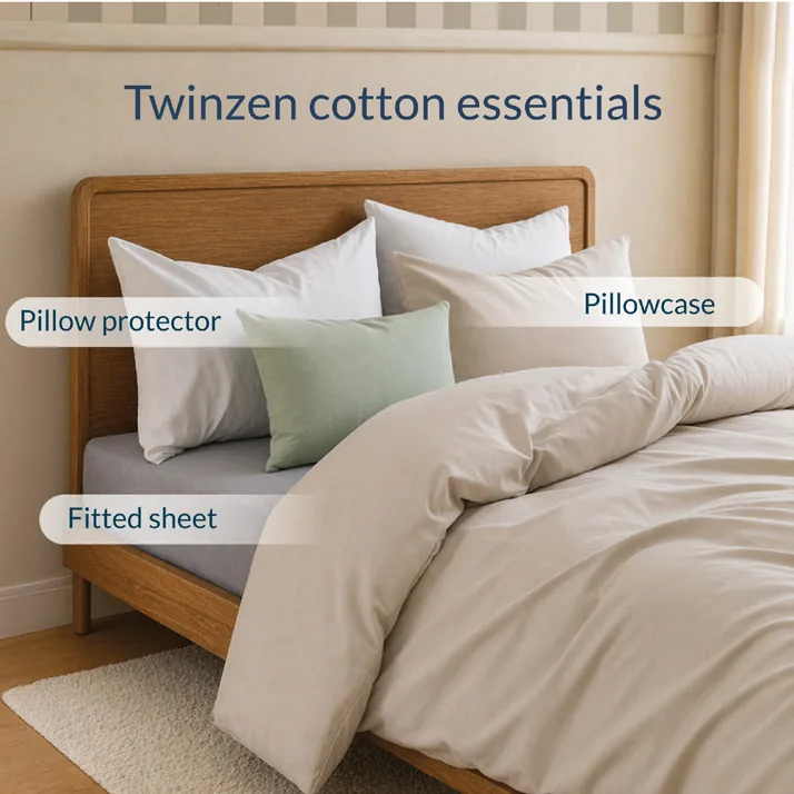 Twinzen Amazon listing image 8: pillowcases styled in the brand palette.