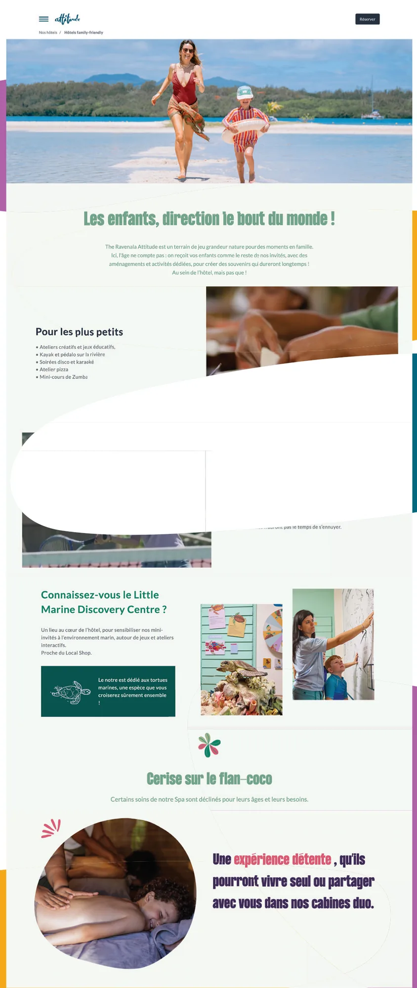 Attitude Family Experience web page: 'Les enfants, direction le bout du monde!'