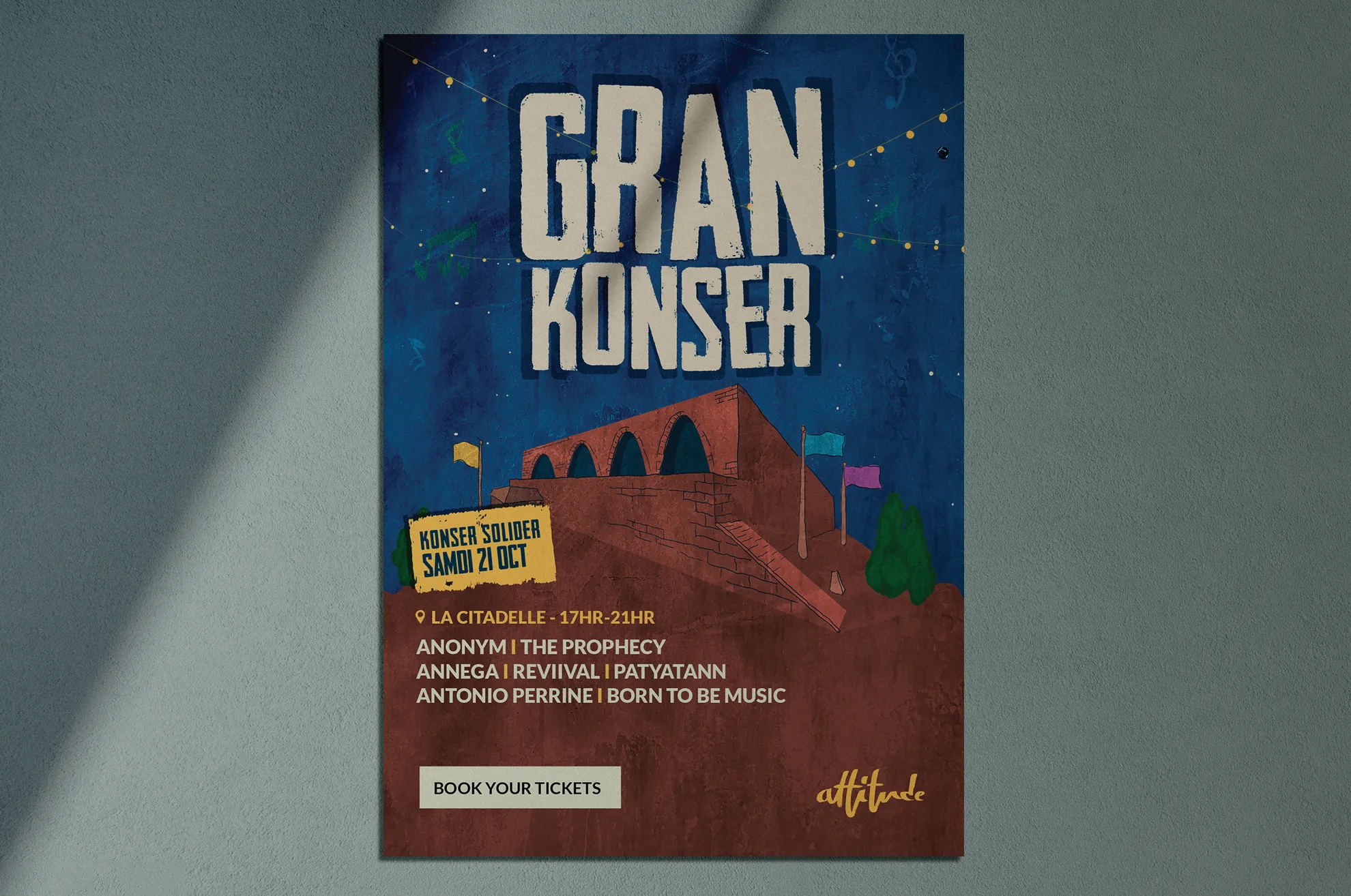 Gran Konser poster on a wall.