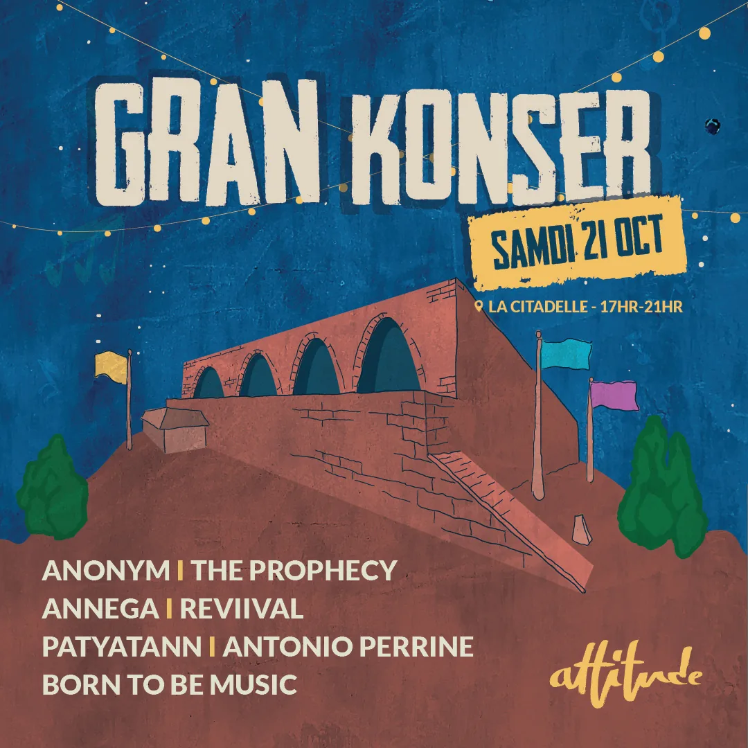 Gran Konser poster: a citadel under a night sky, Samdi 21 Oct.